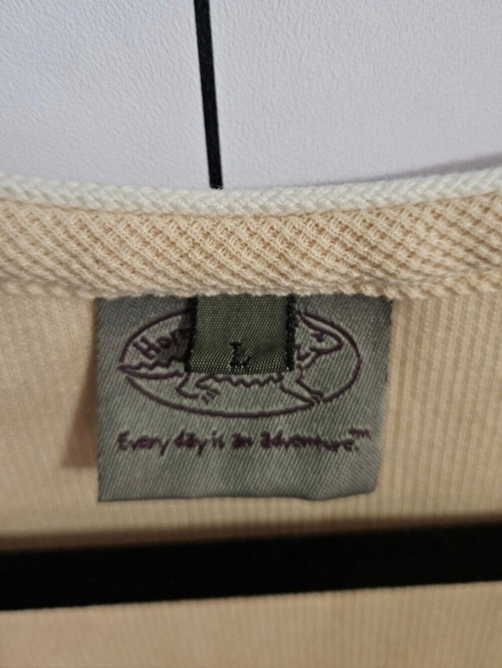 Vintage Horny Toad Thermal Tank Top Cream / Tan Toad&Co Made in USA, Size Large - Picture 3 of 7